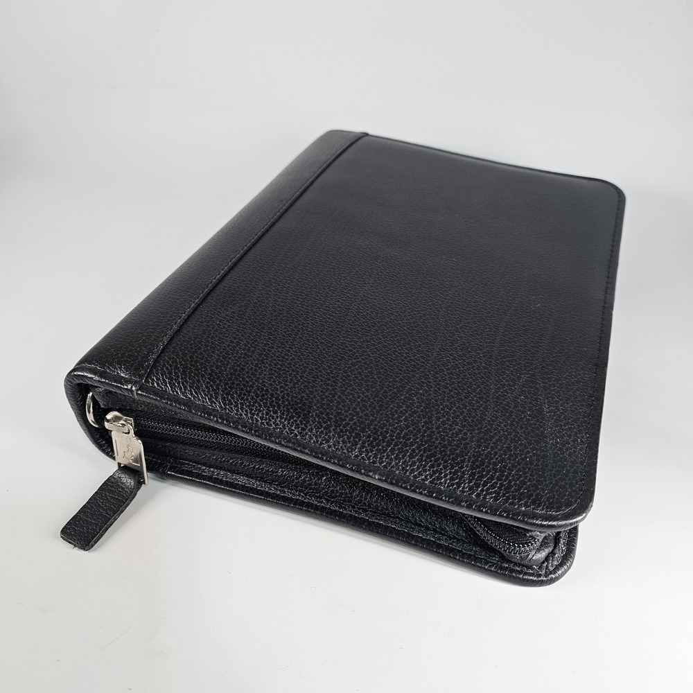 Franklin Quest Planner Binder Top-Grain Leather 10"x8" 7 Ring Zip Around USA